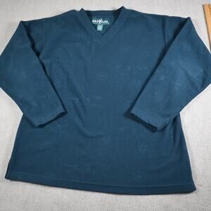 Big Dogs Fleece Pullover Sweater Men’s Medium Teal V-Neck Vintage 90s USA Brand